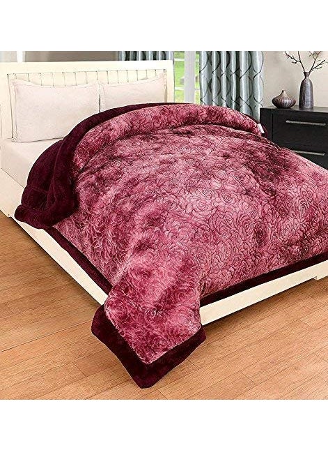 WINSTON HOME Warm Heavy Weight ExtraSoft Self Floral Design with Microfiber Filling for Winters Full SizeLargeBrown
