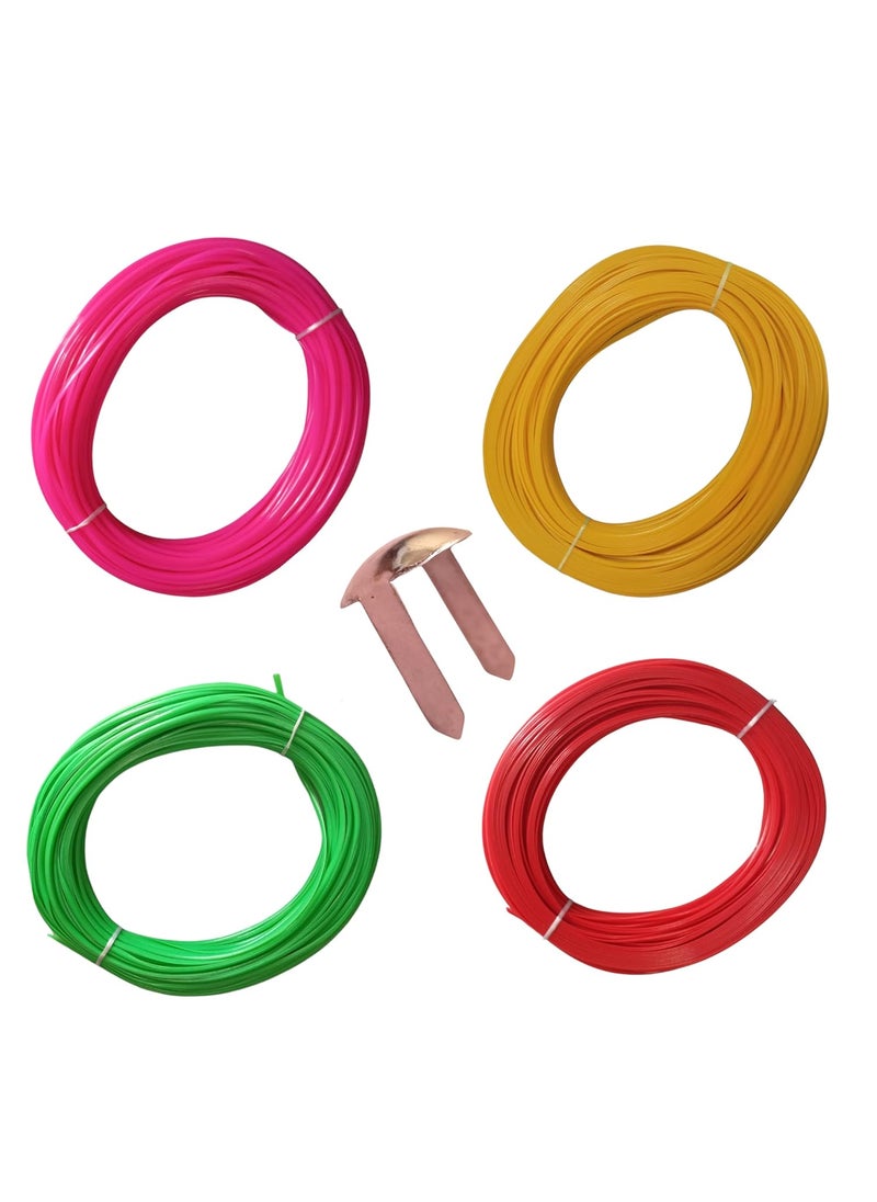 Plastic Koodai Wire for Craft WorkPack of 4PINKYELLOWPARROT GREENREDPlastic wire for Basket MakingPlastic wire for BagsGlass Wire for Basket MakingMettle Buttons for Plastic wire Bags
