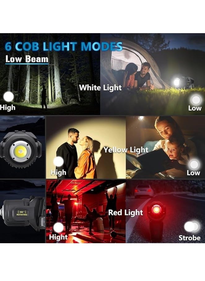 QLIGHT Rechargeable Spotlight Outdoor Handheld, 2,000,000 Lumens Led Spot Light Flashlight with Solar Panels, 9 Modes Waterproof Handheld Spot Light for Outdoor Marine Boating Hunting