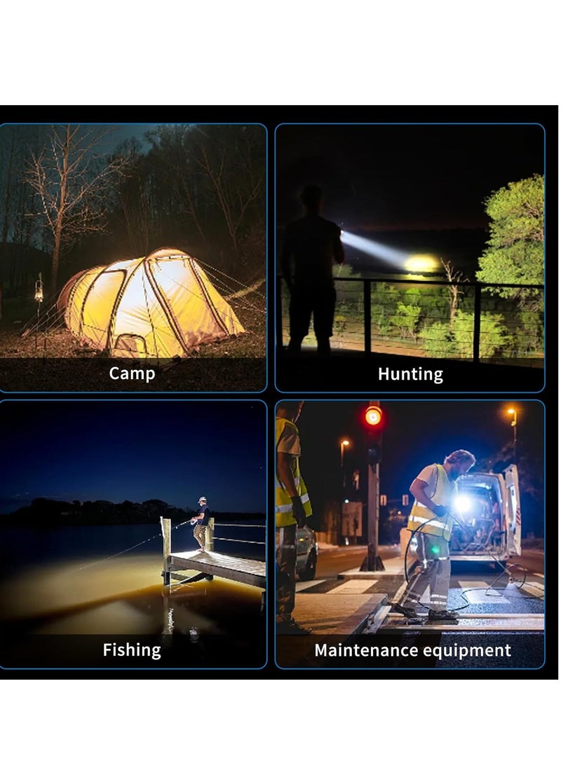 QLIGHT Rechargeable Spotlight Outdoor Handheld, 2,000,000 Lumens Led Spot Light Flashlight with Solar Panels, 9 Modes Waterproof Handheld Spot Light for Outdoor Marine Boating Hunting