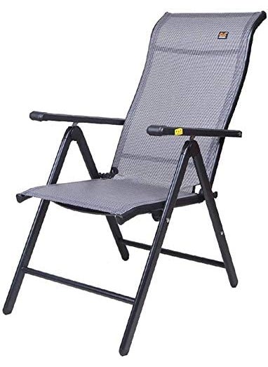 Rhyhorn Folding Aluminium Garden Chair with High Back Armrests 7 Position Adjustable Adjustable Backrest Folding Chair 7 Seating Positions Folding Arm Chair Indoor Outdoor