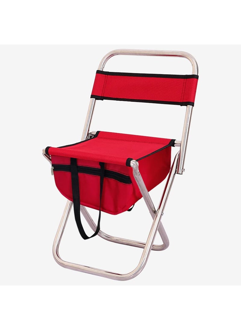 BIGFALCON Premium Folding Camping Chair Outdoor Portable FishingPicnicHiking and Traveling StoolChair with Backrest Relaxing Sketching Chair with Storage BagRed with Bag