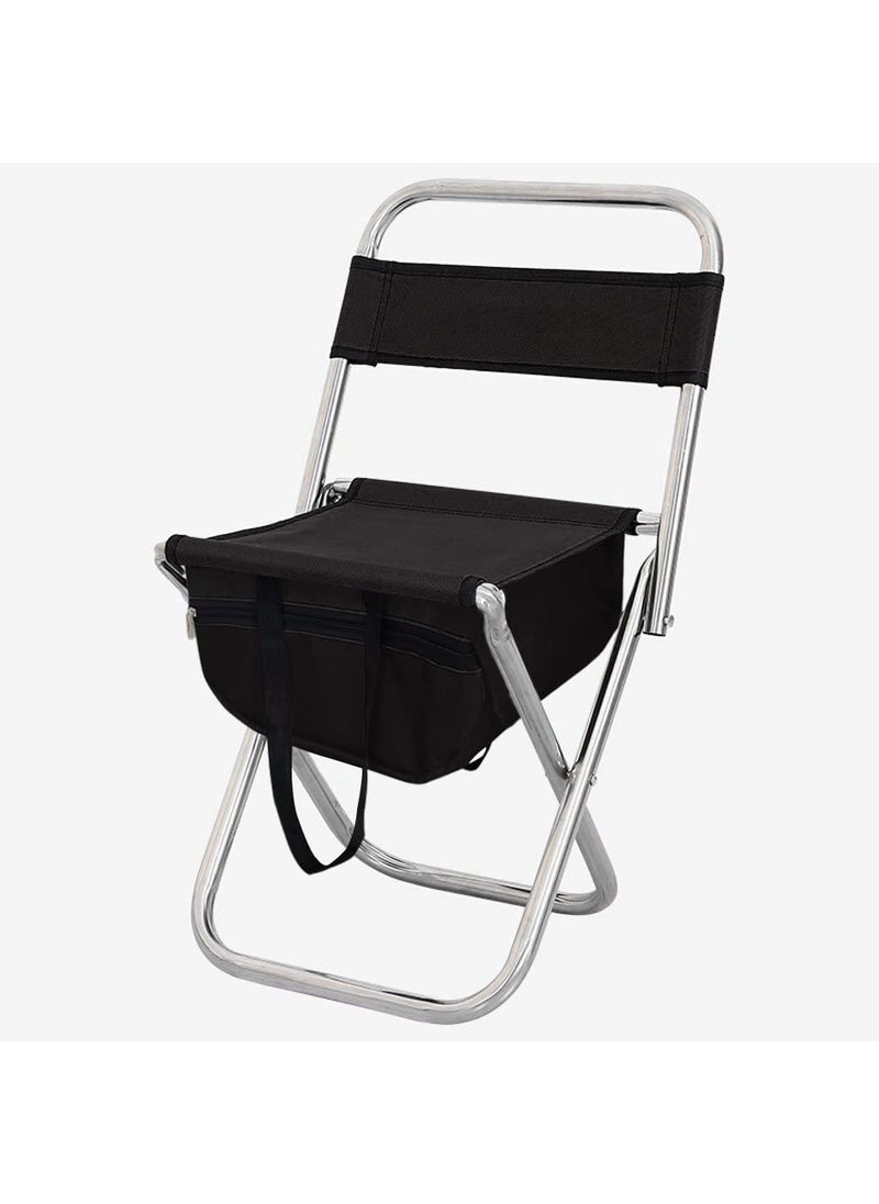 BIGFALCON Premium Folding Camping Chair Outdoor Portable FishingPicnicHiking and Traveling StoolChair with Backrest Relaxing Sketching Chair with Storage BagBlack with Bag