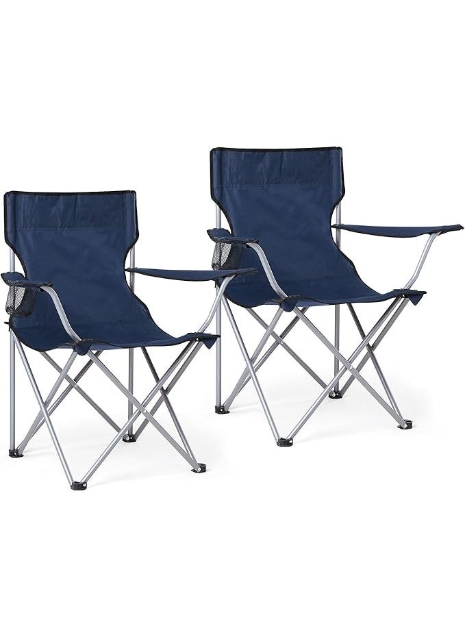 Luteti Set of 2 Folding Camping Chairs Comfortable Heavy Duty Structure Max Load Capacity 120 kg with Cup Holder Outdoor Chair2 Pcs