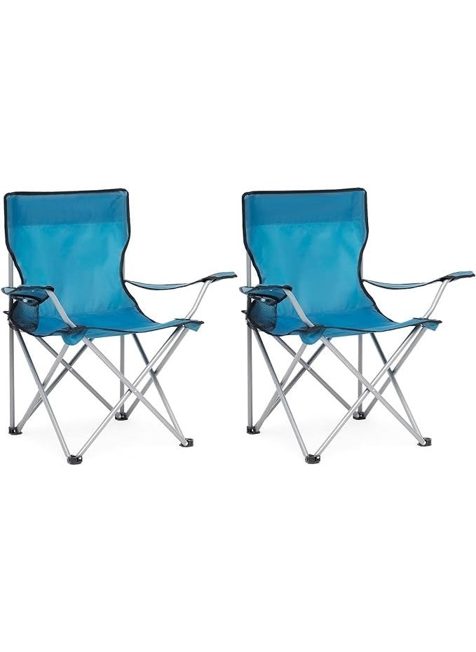 Luteti Outdoor Folding Camping Chair Lightweight Portable Foldable Seat with Carry Bag and Cup Holder Lightweight and Portable Steel Frame Fishing Festival Beach 2 Pcs