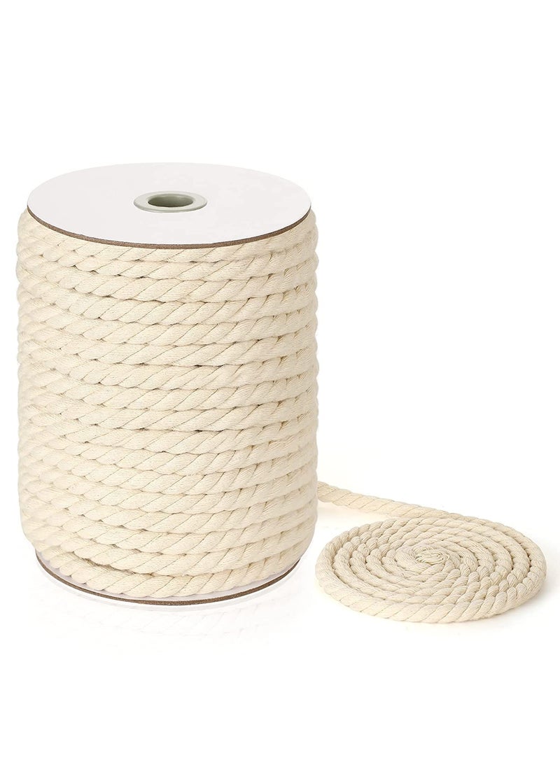 LUCRE Cotton Cord 10mm x 10 Meter 100 Natual Cotton Thread Rope 3 Strand Twisted Cotton Cord for Handmade Plant Hanger Wall Hanging Craft Making