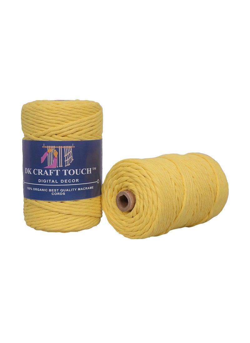 DK Craft Touch Single Strand Macrame Cotton Thread for Craft WorkPlant Hanger Ropes Single ply Color Rope Lemon Yellow 4mm Thickness
