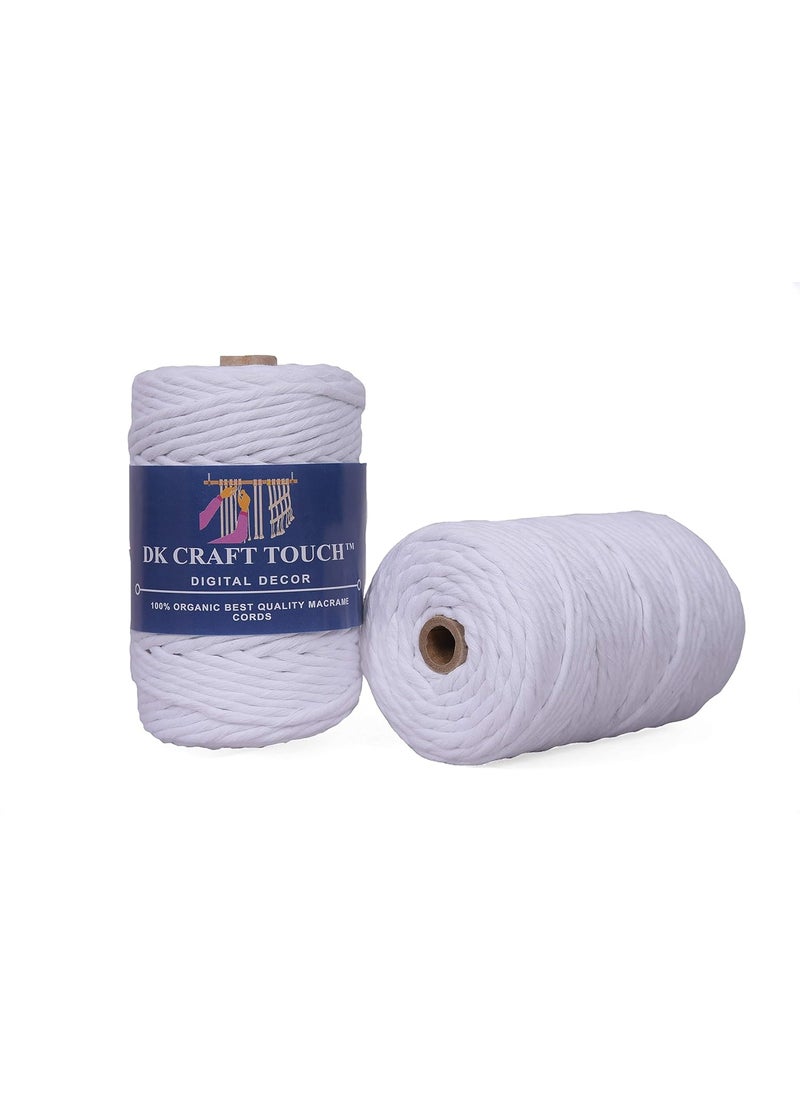 DK Craft Touch Single Strand Macrame Cotton Thread for Craft WorkPlant Hanger Ropes Single ply Color Rope Coconut White 4mm Thickness