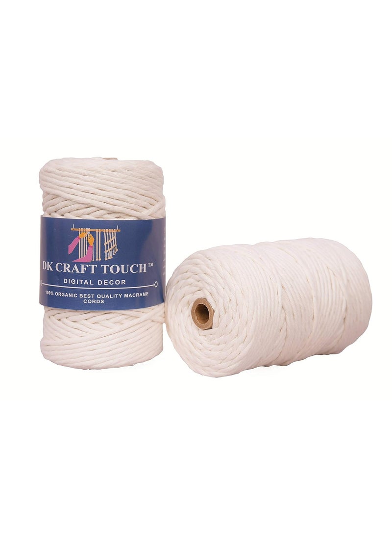 DK Craft Touch Single Strand Macrame Cotton Thread for Craft WorkPlant Hanger Ropes Single ply Color Rope Off White 4mm Thickness