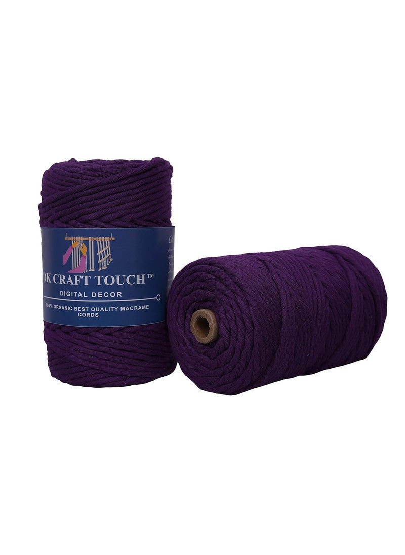 DK Craft Touch Single Strand Macrame Cotton Thread for Craft WorkPlant Hanger Ropes Single ply Color Rope Grape Violet 4mm Thickness