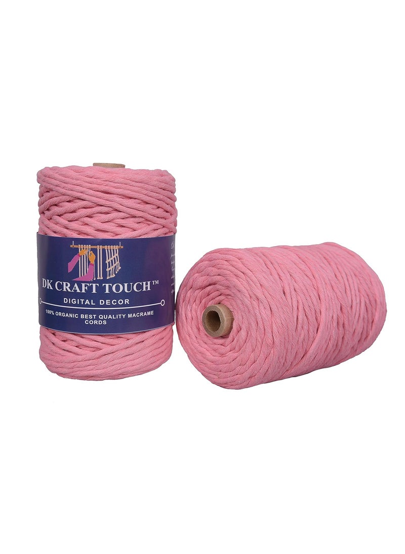 DK Craft Touch Single Strand Macrame Cotton Thread for Craft WorkPlant Hanger Ropes Single ply Color Rope Baby Pink 4mm Thickness