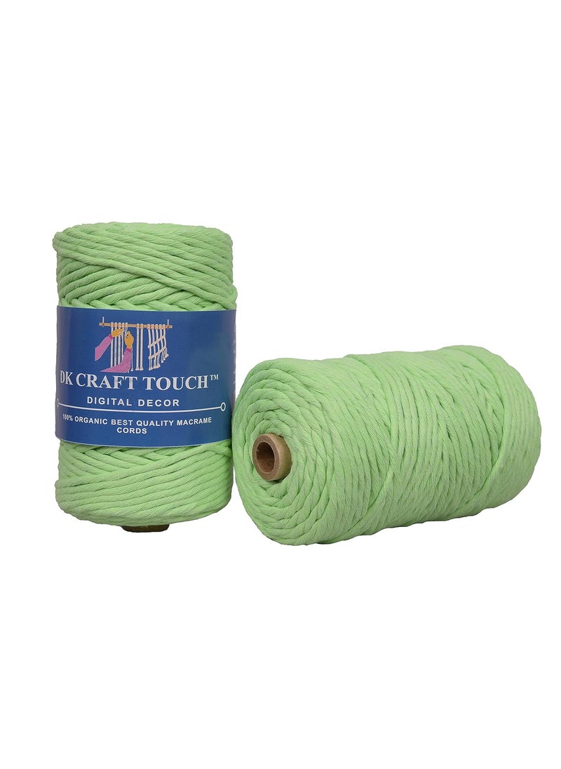 DK Craft Touch Single Strand Macrame Cotton Thread for Craft WorkPlant Hanger Ropes Single ply Color Rope Light Apple Green 4mm Thickness