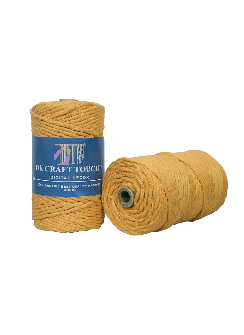 DK Craft Touch Single Strand Macrame Cotton Thread for Craft WorkPlant Hanger Ropes Single ply Color Rope Mustard Yellow 4mm Thickness