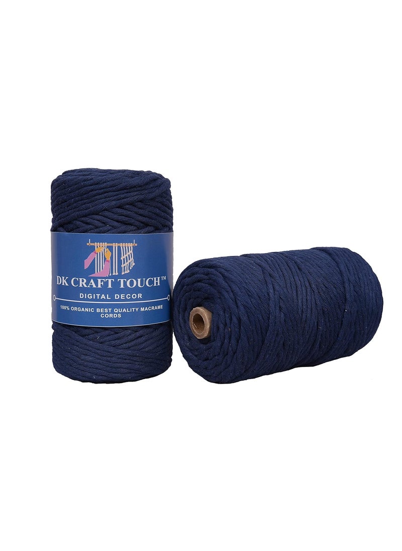 DK Craft Touch Single Strand Macrame Cotton Thread for Craft WorkPlant Hanger Ropes Single ply Color Rope Denim Blue 4mm Thickness