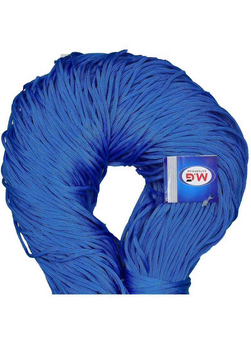MG Enterprise Macrame Blue Braided Cord Thread Nylon Knot Rope Sturdy Cording Mildew Resistant DIY 3 mm 200 m for Jewelry Making Bags Art Craft
