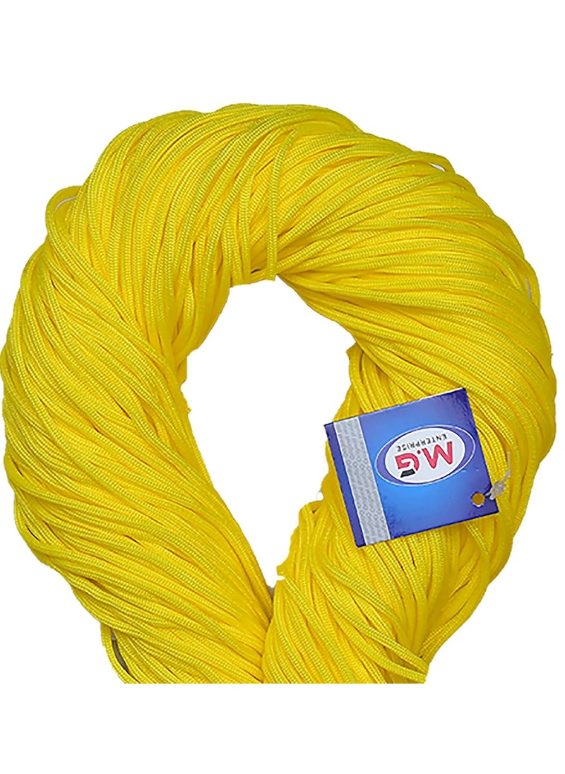 MG Enterprise Macrame Yellow Braided Cord Thread Nylon Knot Rope Sturdy Cording Mildew Resistant DIY 3 mm 225 m for Jewelry Making Bags Art Craft