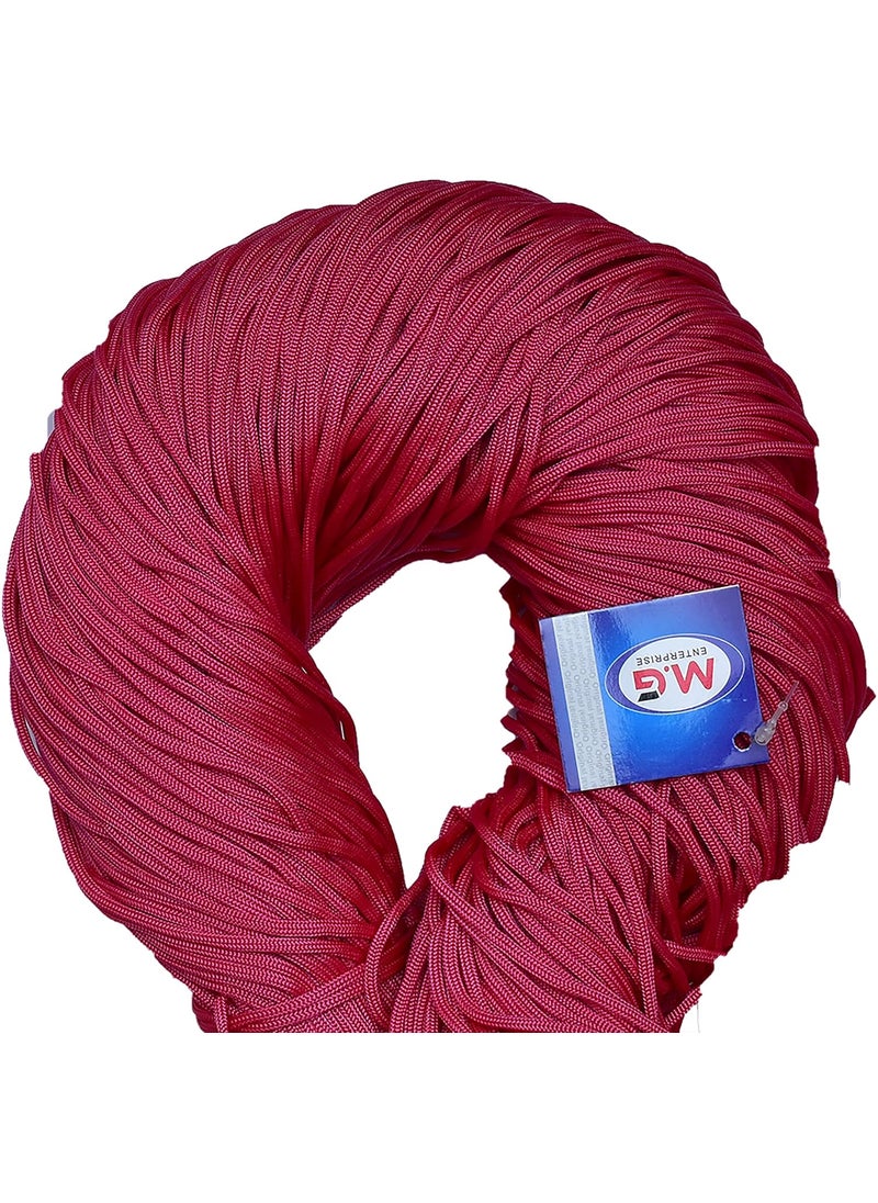 MG Enterprise Macrame Magenta Braided Cord Thread Nylon Knot Rope Sturdy Cording Mildew Resistant DIY 3 mm 200 m for Jewelry Making Bags Art Craft