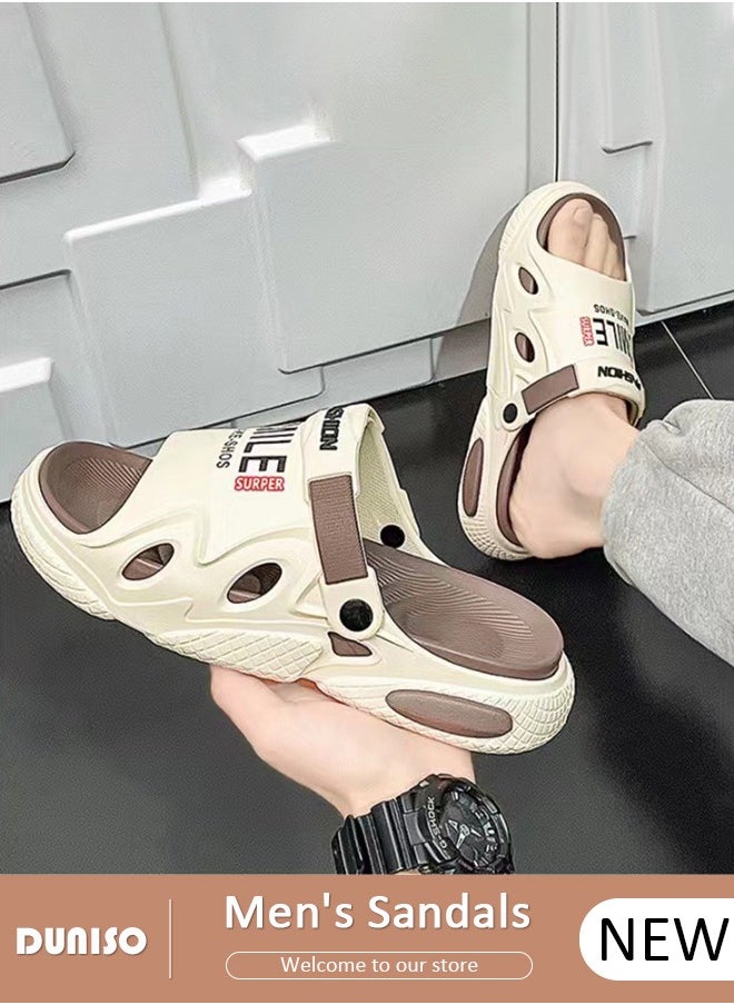 Fashion Summer Sneaker Men Slippers, Casual Beach Shoes, Unisex Platform Shoes, Thick Bottom Platform Cloud Slides, Outdoor Non-Slip Casual Beach Sandals(Size 42-43)