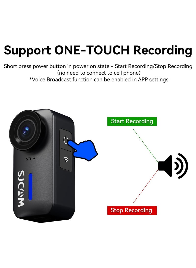 4K Action Camera, Pocket Cam, Stabilization, Waterproof, Mini Helmet Camera,170° FOV, Suitable for Vlogging and Web Cam, Built-in Speaker&Mic, with Helmet Mount Kits, 64G Card, Black