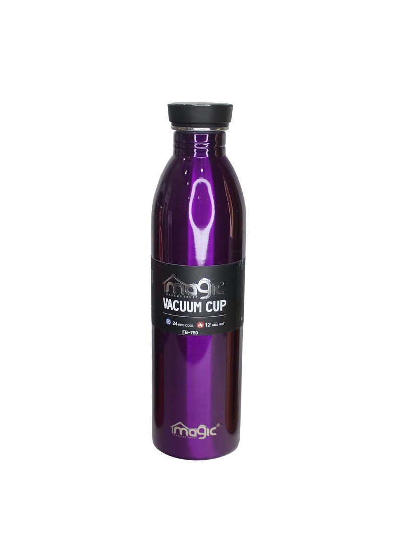 Magic Hot Cold Water Bottle Double Wall Vacuum Stainless Steel Thermosteel Flask Leakproof Travel Bottle 24 Hours Cold 12 Hours Hot BPA Free Purple 750ml