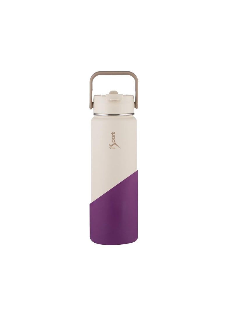 1Spark Dual Lid Dreamer 18hrs Hot 30hrs Cold 750 ml BottlePack of 1Steel Rich Beige Royal Purple