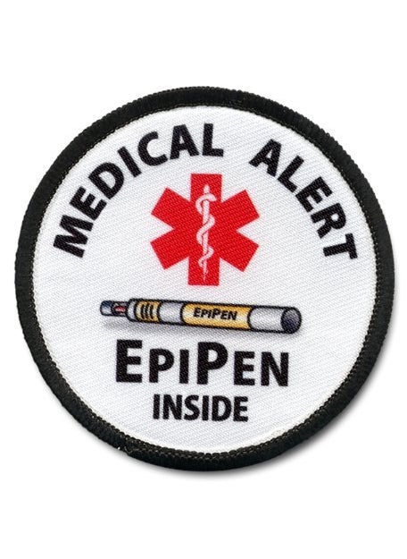 Creative Clam EPIPEN INSIDE Medical Alert Symbol 25 inch Black Round Sewon Patch