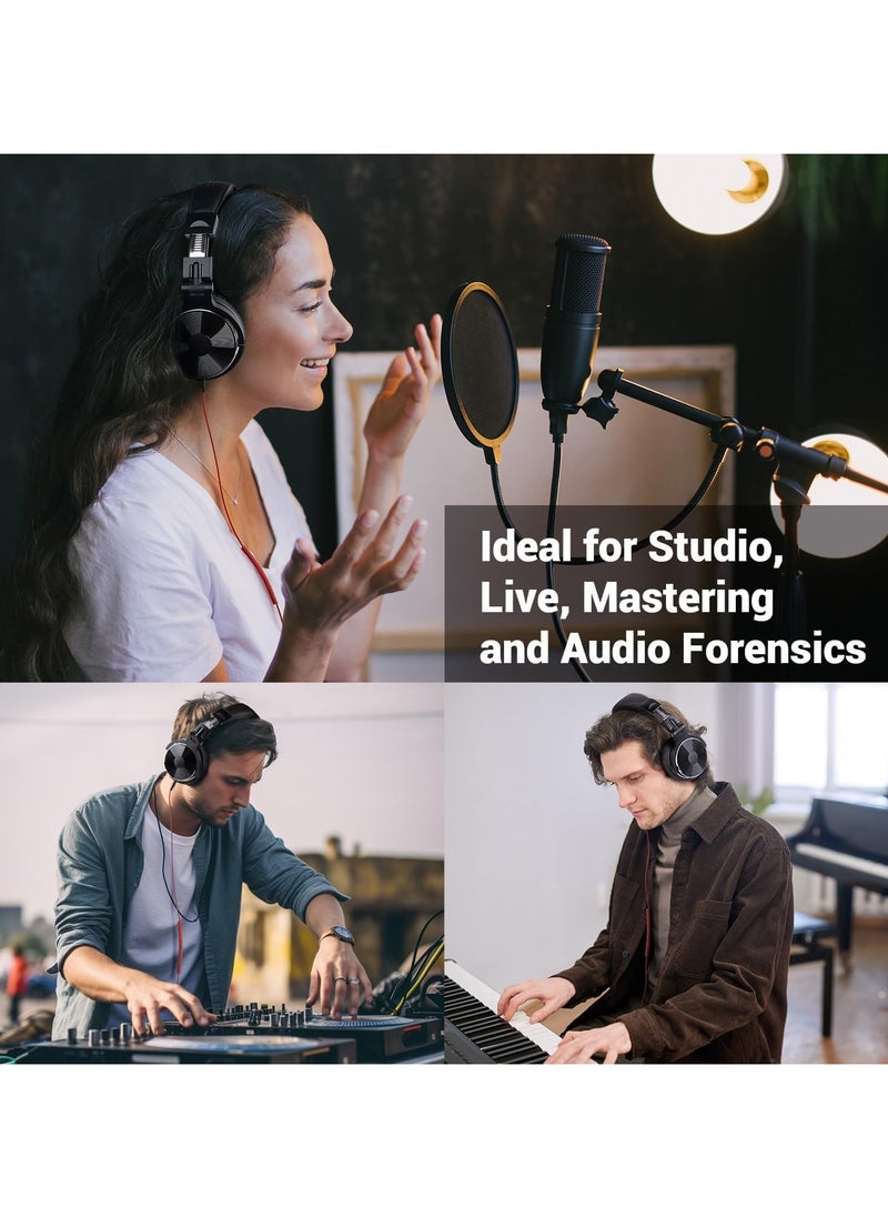 OneOdio Pro 10 Wired Over Ear Headphones Hi-Res Studio Monitor & Mixing DJ Stereo Headsets with 50mm Drivers and 1/4 to 3.5mm Jack for AMP Computer Recording Podcast Keyboard Guitar Laptop - Black