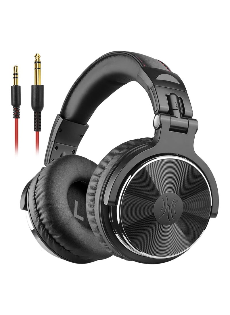 OneOdio Pro 10 Wired Over Ear Headphones Hi-Res Studio Monitor & Mixing DJ Stereo Headsets with 50mm Drivers and 1/4 to 3.5mm Jack for AMP Computer Recording Podcast Keyboard Guitar Laptop - Black