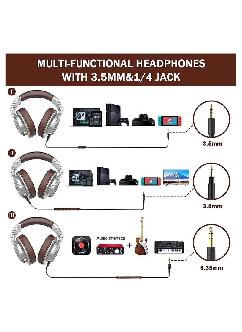 OneOdio A71 Hi-Res Studio Recording Headphones - Wired Over Ear Headphones with SharePort, Professional Monitoring & Mixing Foldable Headphones with Stereo Sound