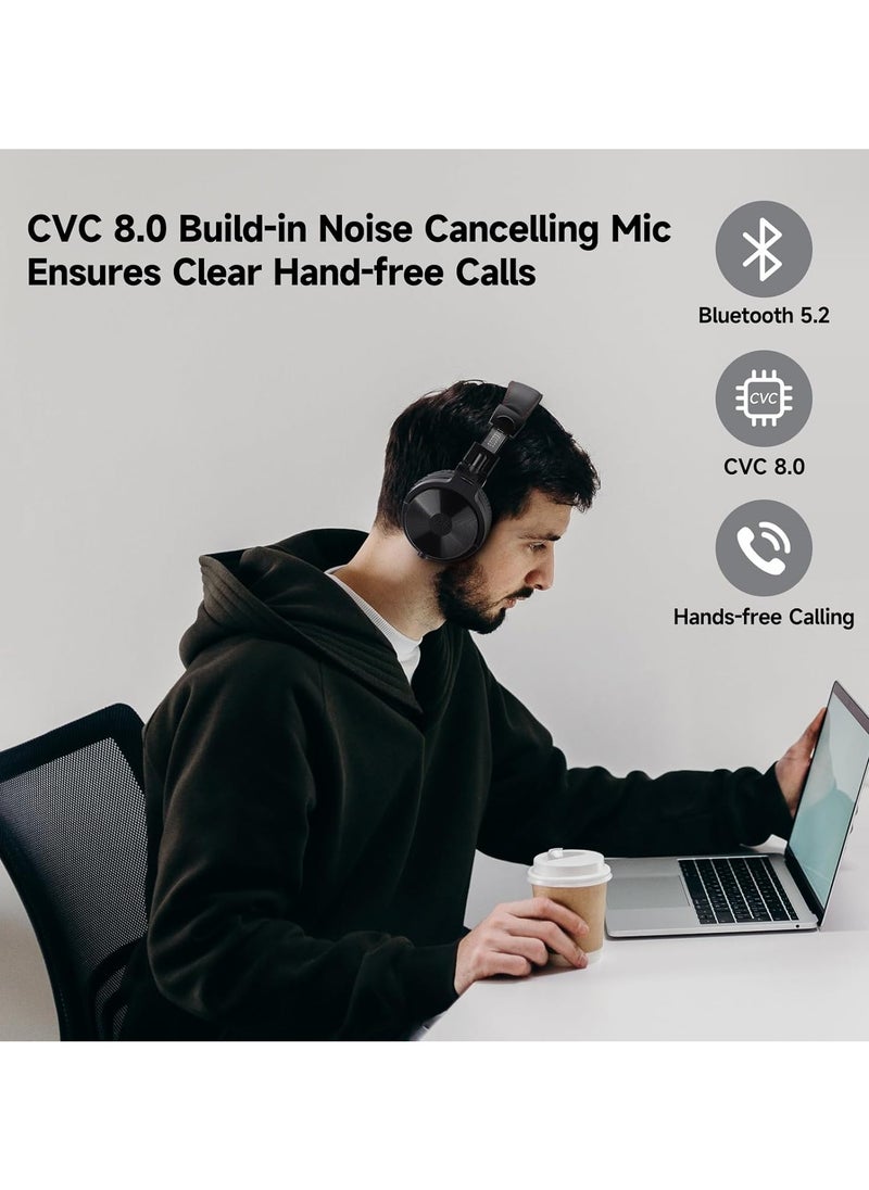 OneOdio Bluetooth Over Ear Headphones - Wireless/Wired 110 Hrs Stereo Bluetooth Headsets Foldable Headset with Deep Bass 50mm Neodymium Drivers for PC/Phone - Studio Wireless