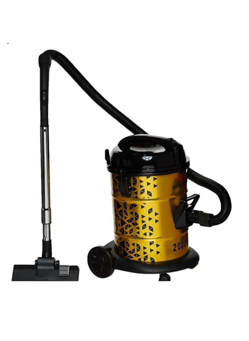 Powerful Drum Vacuum Cleaner 2000W | 25L Vacuum with Cyclone System | Washable HEPA Filter | Includes Floor Nozzle, Dusting Nozzle, Flat Suction Nozzle