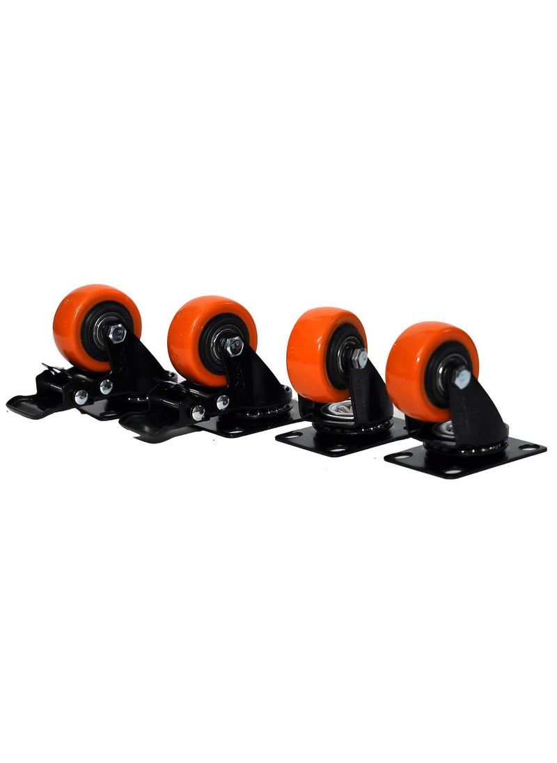 PACIFIC MOVERS Castor 2 Wheels with Lock 2 Wheels Without Lock 185kg Load Capacity 15 inch 1 Set of 4 pcs Black