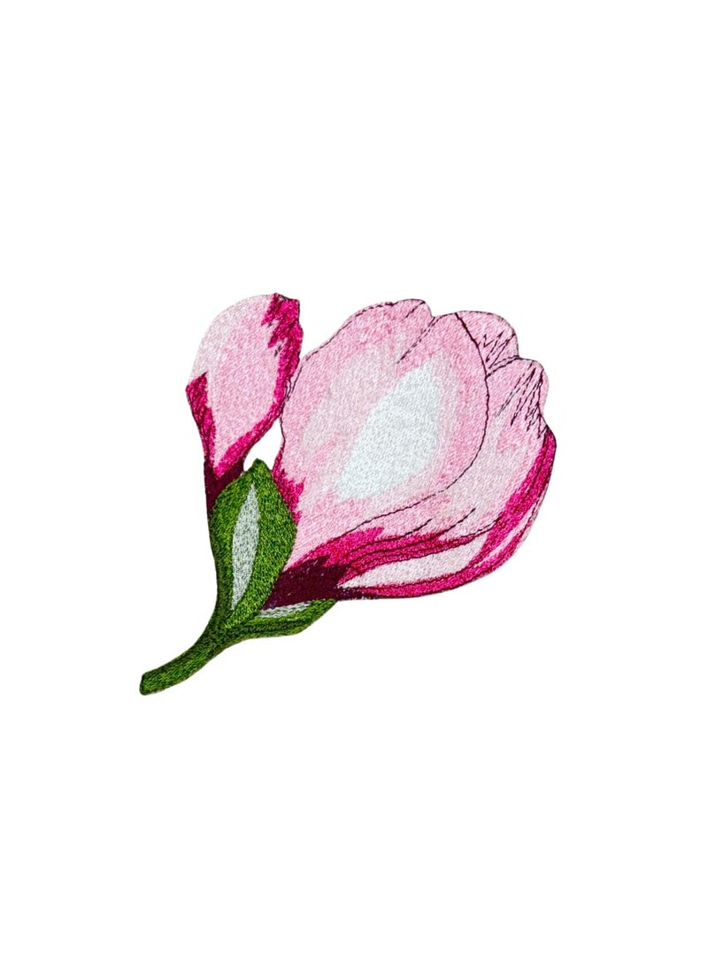 GARAAN Machine Embroidered Applique Embroidery Patch Sew on Patches DIY Projects Magnolia Bud Pink Pack of 6