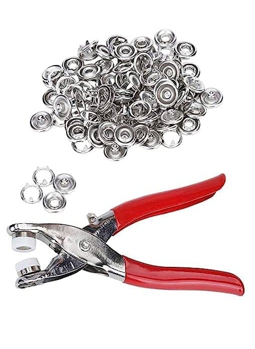 AASTIK SALES Stapler Button Groomet Tool Kit Thickened Snap Fasteners Kit Metal Copper Five Claw Buckle Set with Hand Pressure Pliers Tool DIY Sewing Buttons Set for Clothing Sewing