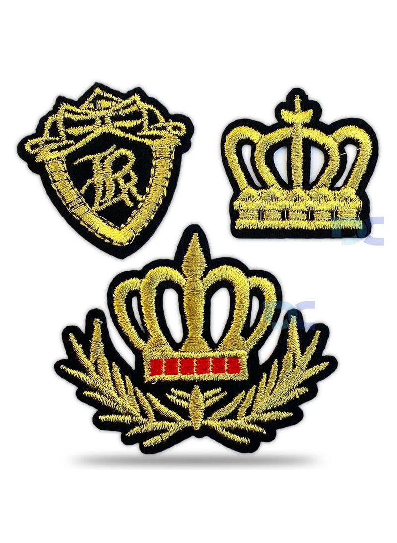 Daily Crafts 3 Embroidered Patches Black Base Hot Fix Glue Embroidery Cloth Paste Ironon Patch DIY Clothes Sticker Trim Embellishments Applique