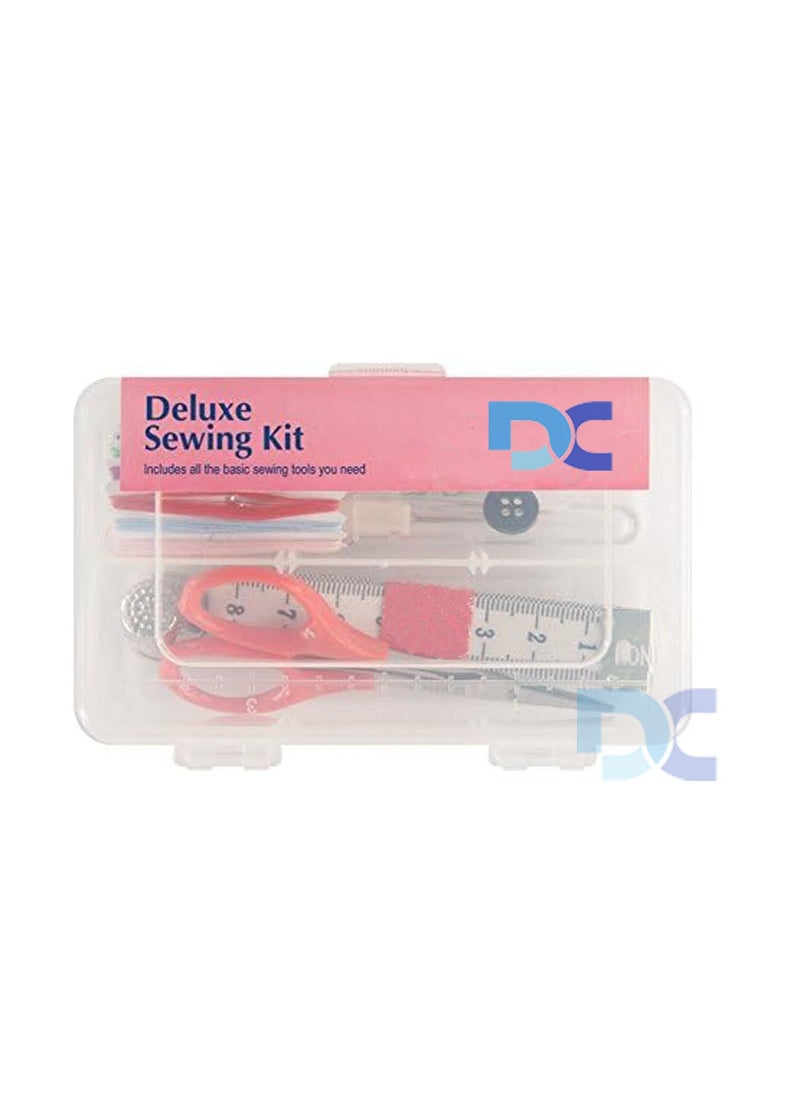 Daily Crafts Sewing Kit Travel Buddy Mini Size 42 pcs Box for Home Use Sewing Machine Accessories Contains 10 Spools of Thread Sewing Needles Scissors Thimble Tape Measure