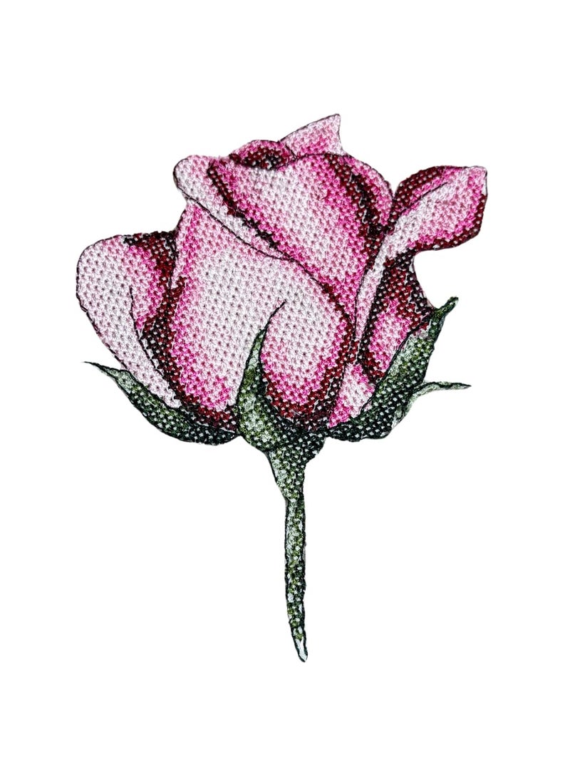 GARAAN Machine Embroidered Applique Patch Sew on Patches DIY Projects Cross Stitch Rose Pink 2 Pack of 4