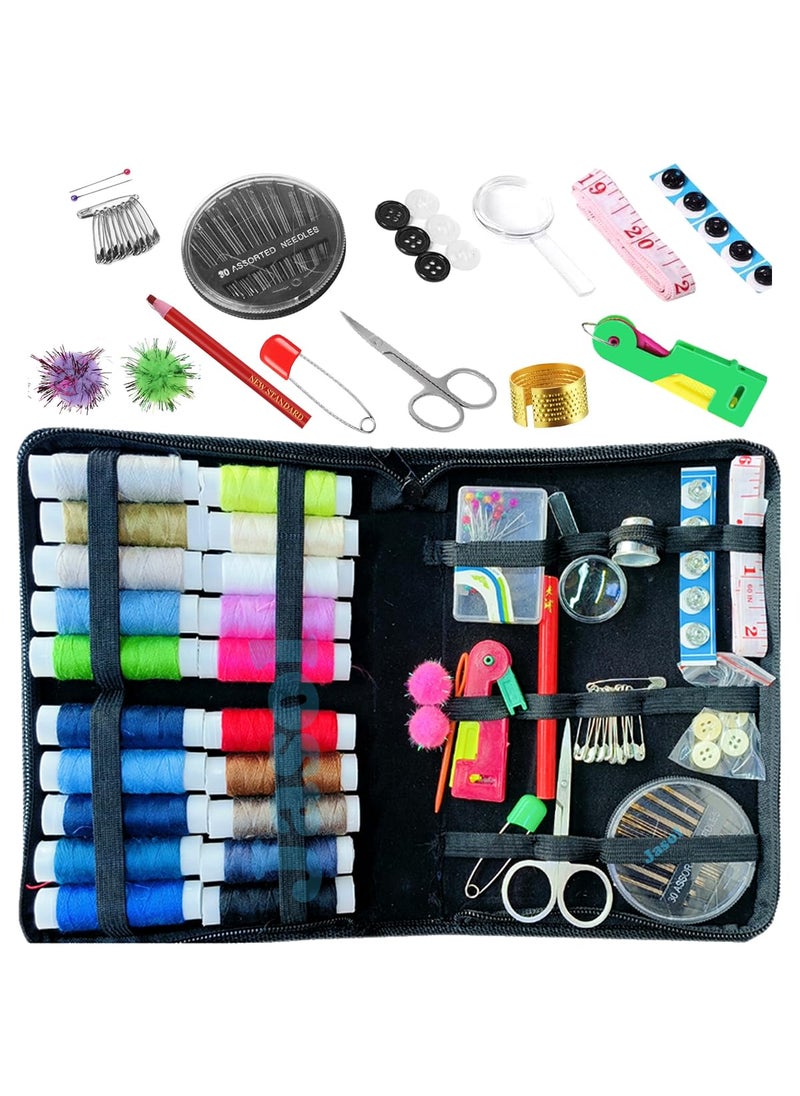 Premium Sewing Kit 120 Premium Sewing Supplies 20 Thread Spools Needles Scissors Tape Measure Cloth Bag Suitable for Traveller Adults Kids Beginner Emergency DIY and Home
