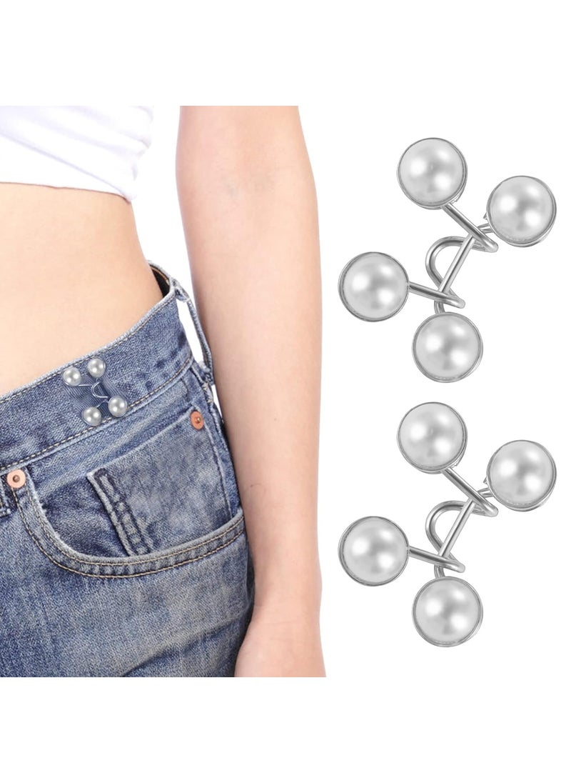 AASTIK SALES Waist Buckle for Loose Jeans Pants Pearl Detachable Instant Jeans Button Pins Waist Tighter Set Make The Waist Fit for Skirt Pants Robe 4 pcs