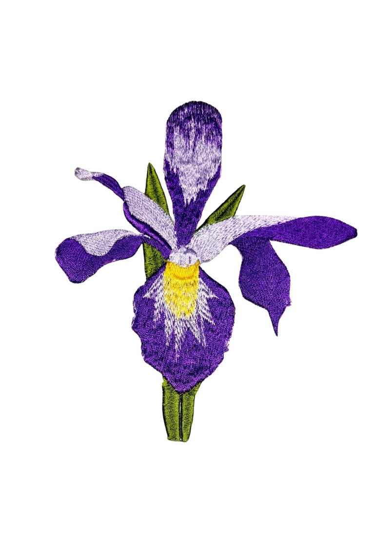 GARAAN Machine Embroidered Applique Embroidery Patch Sew on Patches DIY Projects Iris Flower Lavender Pack of 5
