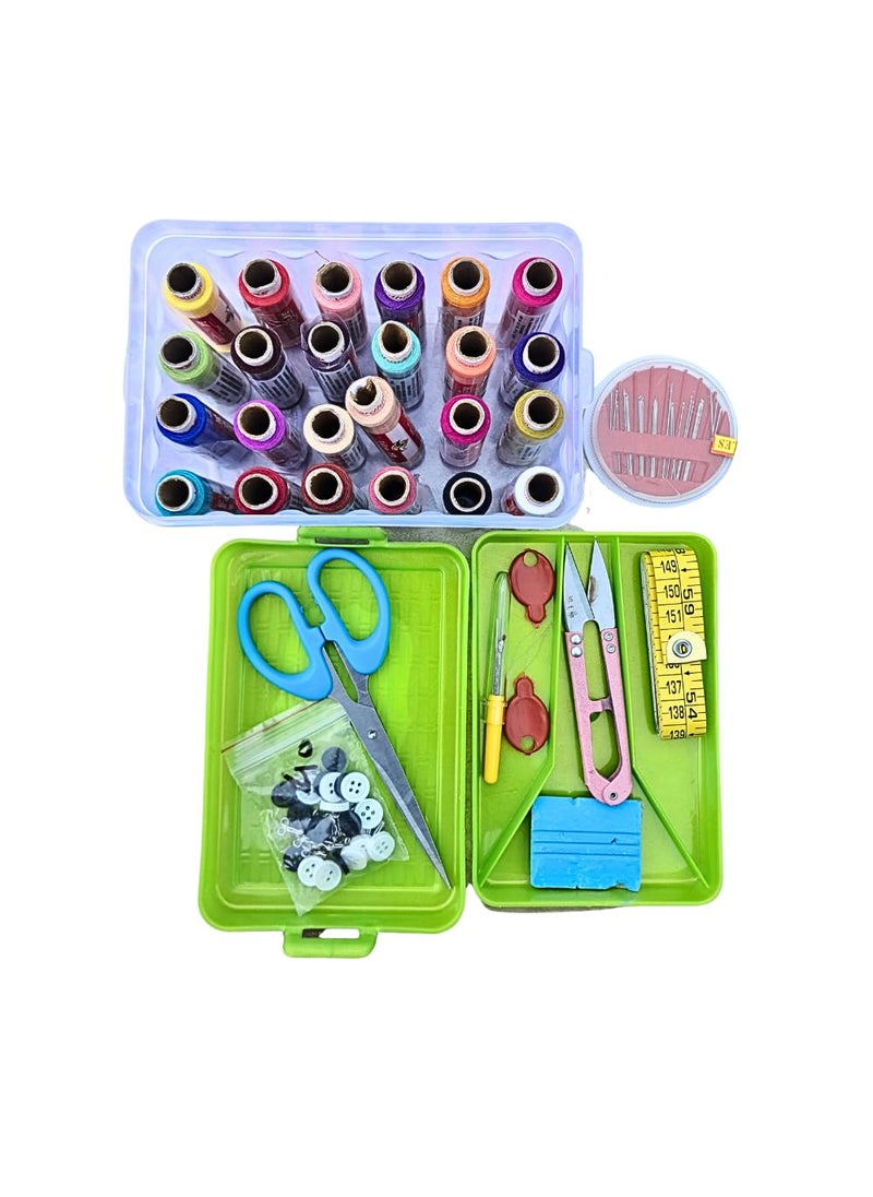AANIJ 102 pcs Portable Sewing kit Box Sewing Supplies Accessories with 24 Pcs Thread Spools Scissors Threader Tape Measure for DIY Adults Beginners Emergency Travel Home