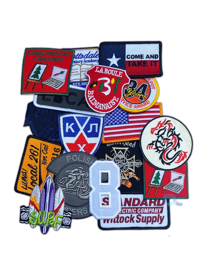 Daily Crafts 5 pcs Assorted Biker Patches Iron On Transfer Sew on Clothes Patches Sewing Repair Kit Embroidery Patches Applique for Jackets Jeans Backpacks