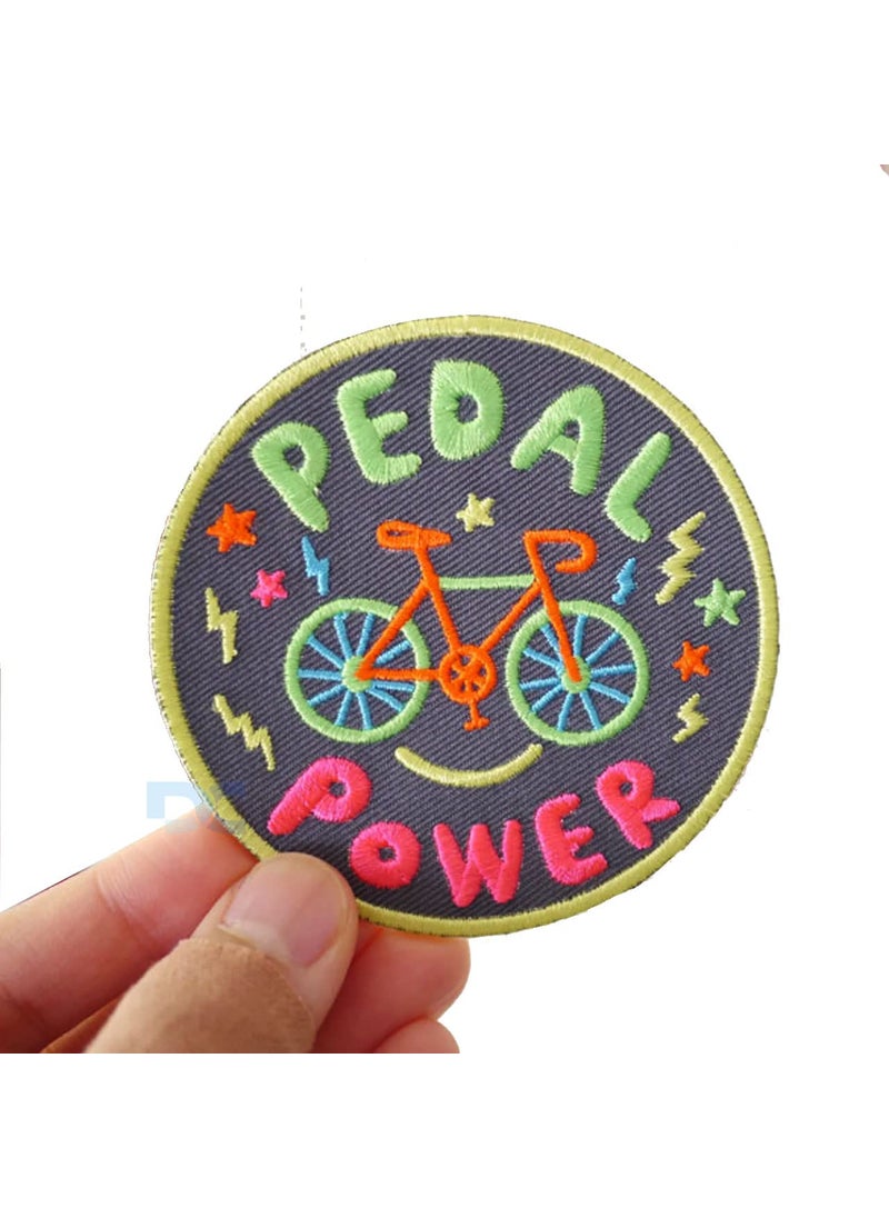 Daily Crafts 1 pc Cloth Embroidery Sticker Patch Sew OnIron On Patch Applique Bag Clothes Applique Dress Hat Jeans Sewing DIY Decoration Pedal Power Girls Colorful Patch for Jackets