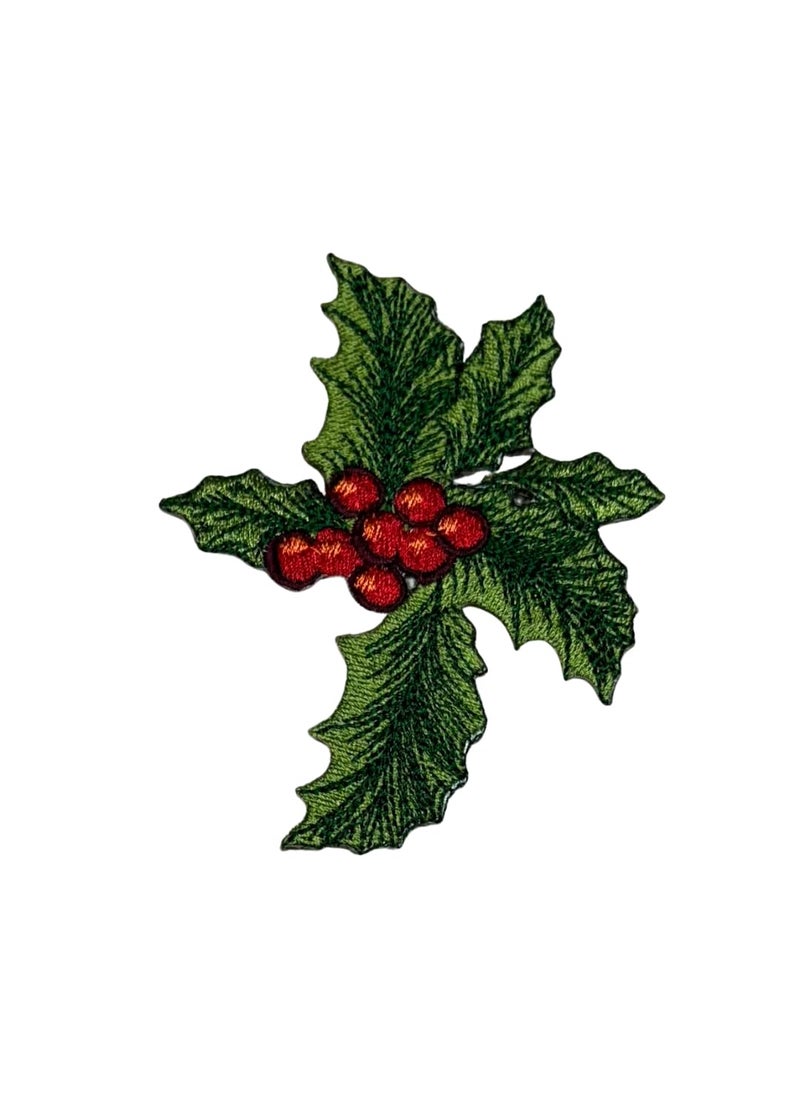 GARAAN Machine Embroidered Applique Embroidery Patch Sew on Patches DIY Projects Holly Leaf Pack of 6