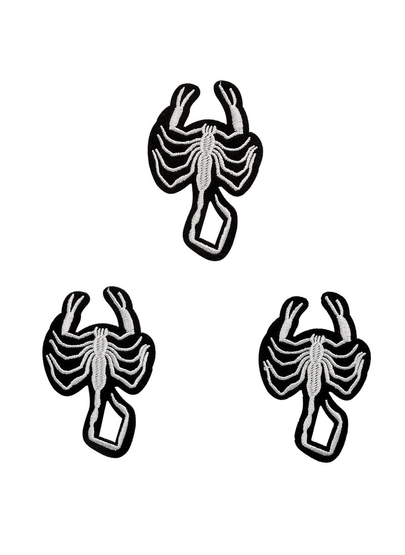 Daily Crafts Pack of 3 Scorpios DIY Embroidery Patches for TShirt Iron on Stripes Appliques Clothes Stickers Clothing Sew on Badges Slogan Letter Patch for Backpacks Jeans Jackets Bag Clothing