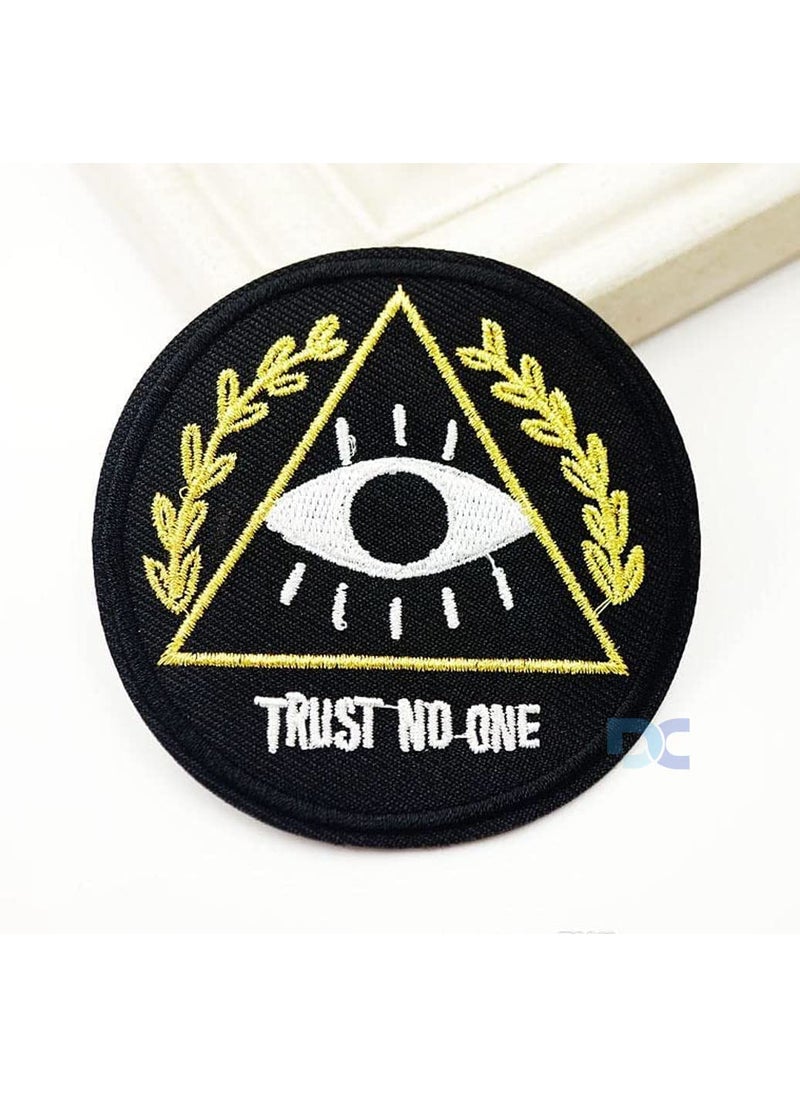 Daily Crafts Embroidered Sew on Patches Iron on Cloth Stickers Big for Clothes Jackets Pants Jeans Bags Boutique Multicolour Different Embroidery DIY Patches Black Circle Patch Evil Eye