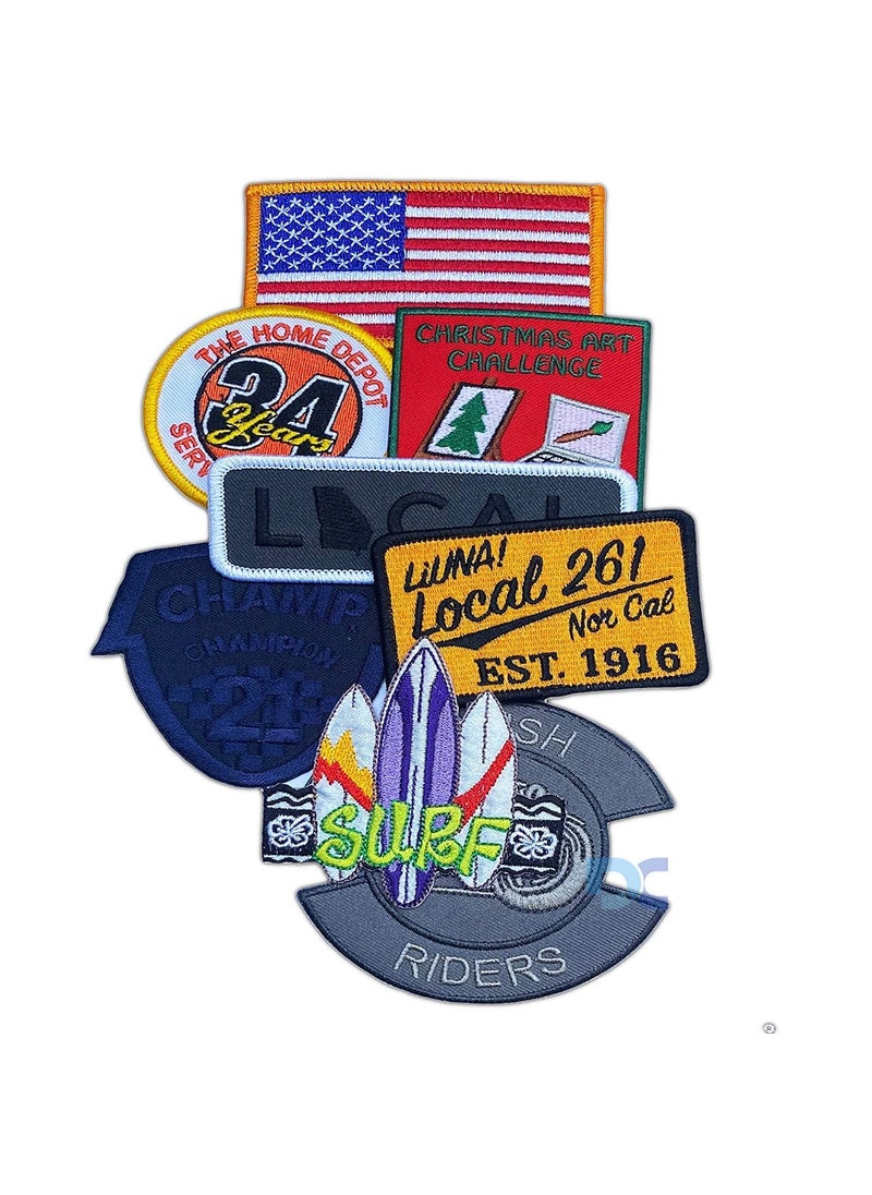 Daily Crafts Styles Pack of 5 Logos Random Assorted Embroidered Patches Bright Vivid Colors Sew OnIron On Patch Applique for Clothes Dress Hat Jeans DIY Accessories