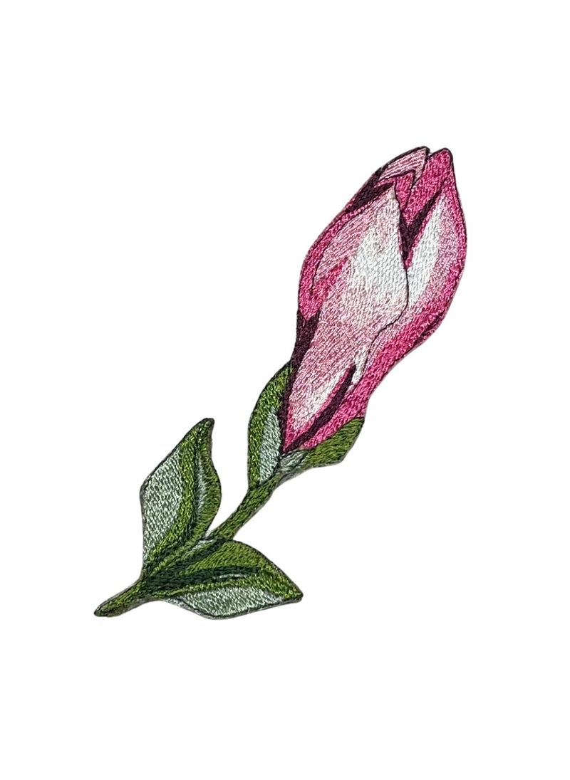 GARAAN Machine Embroidered Applique Embroidery Patch Sew on Patches DIY Projects Magnolia Small Bud Pink Pack of 6