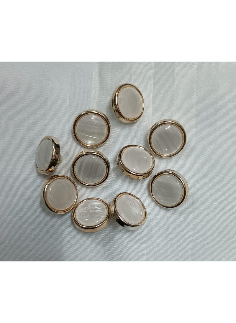 Decorative Round Buttons Sewing Craft Accessories Round Buttons Sewing Fancy Buttons Shirt Buttons Polyester Buttons Button Scrap with Pearl White Center Gold Rim 10 Pieces