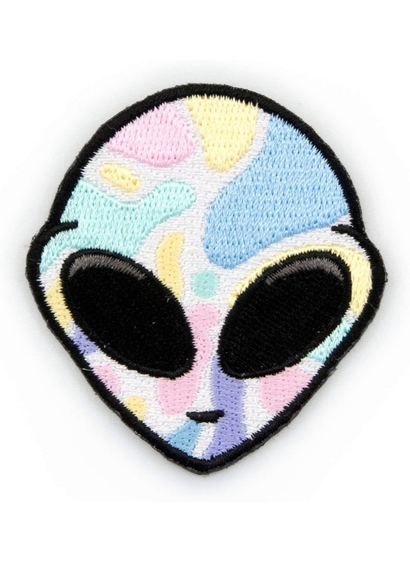 Daily Crafts 1 pc New Pastel Embroidery Patch Iron On Sew on Repair Patches and Badges Alien Colorful